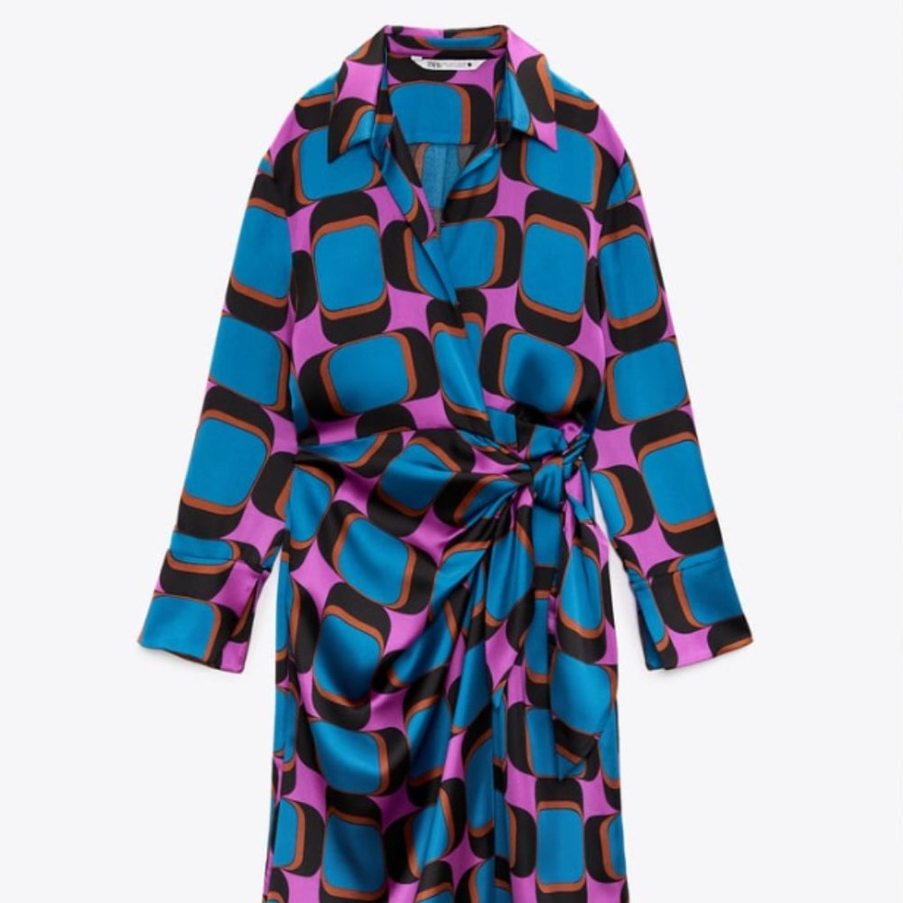 NWT Zara Printed Wrap Dress Multicolored | REF. 8737/363